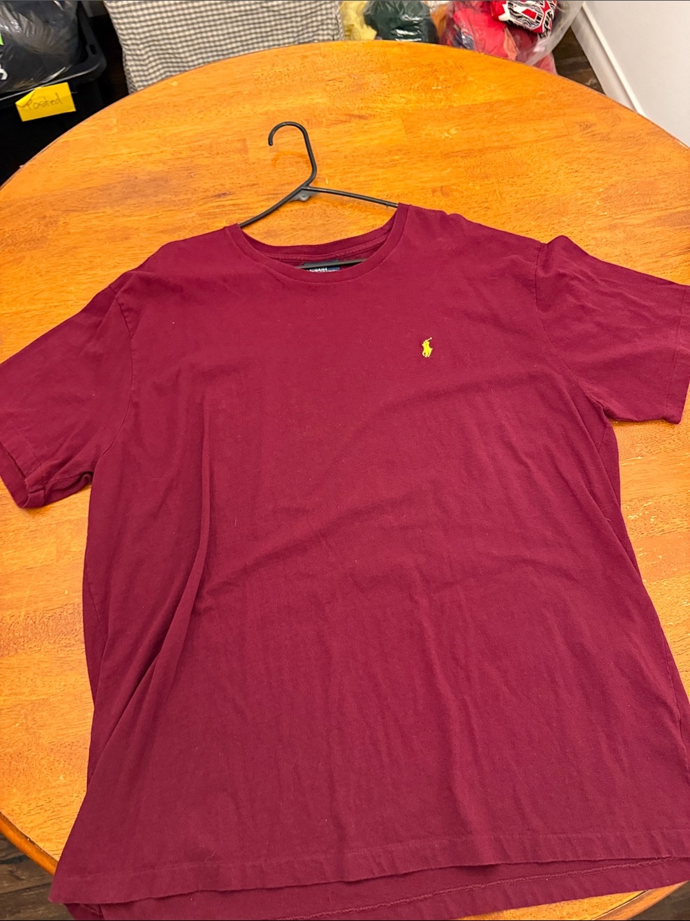 Polo by Ralph Lauren Men’s Burgundy Crewneck Tee with Yellow Pony xxl